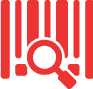 Red barcode with overlaying magnifying glass