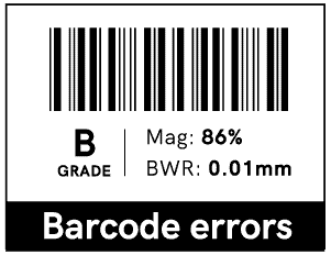 Example of barcode inspection results and grading